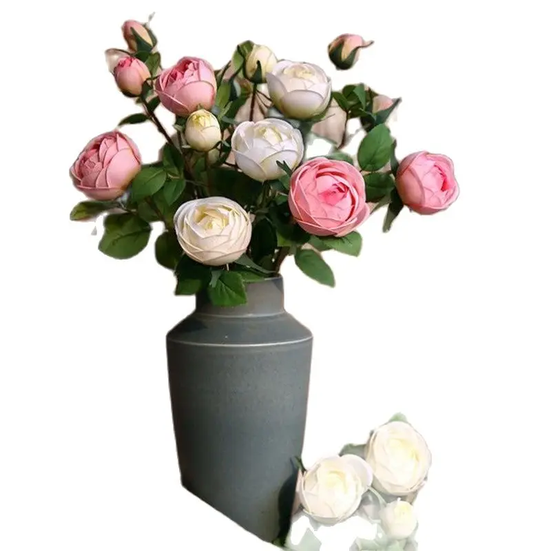 

7Pcs Fake Single Stem hHerbaceous Peony (4 Heads/Piece) 27" Length Simulation Round Camellia for Wedding Centerpiece