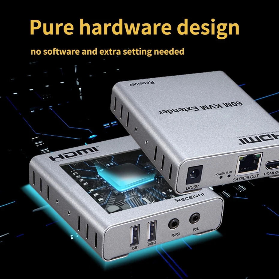 HDMI KVM-удлинитель CAT5E Cat6 RJ45 Ethernet-кабель до 60 м USB HDMI-удлинитель аудио-видео конвертер