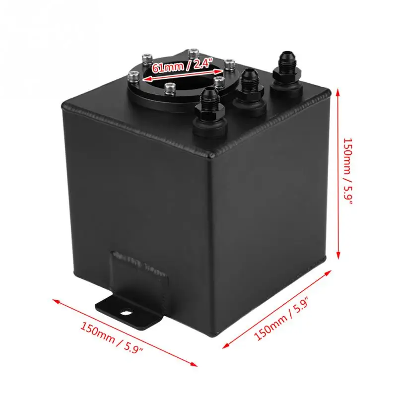 

Fuel Surge Tank 2L AN6 Billet Aluminum Fuel Swirl Surge Reservoir Tank with AN6 Fittings Universal Black Car Accessories