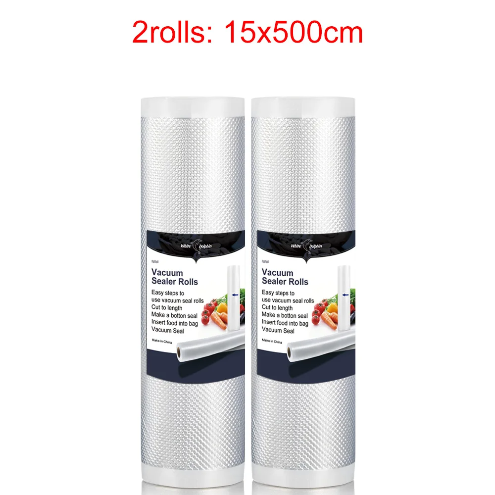 2 Rolls 15x500cm Белый дельфин кухонный лучший пищевой вакуумный упаковщик в рулонах 12 15 20 25 см X 500 см для Сохранение продуктов питания вакуумные упаковочные пакеты для хранения продуктов - Цвет: 2 Rolls 15x500cm