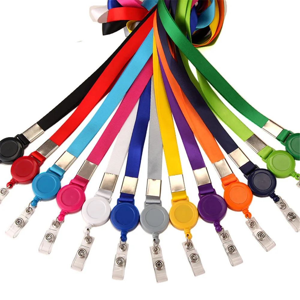 

1pc Variety Colors Retractable Lanyard Neck Strap Badge Holder Credit Card ID Holders Name Card Badge Clip Office Supplies