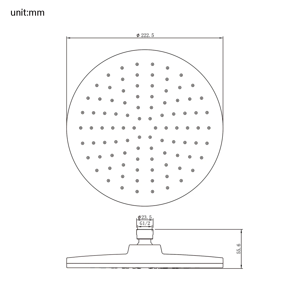 diiib dabai 22x22cm 9 inch roud abs plastic rain shower head rainfall bathroom top sprayer thin high pressure free global shipping
