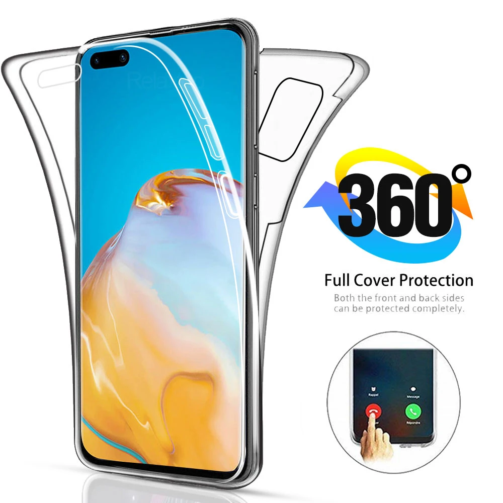360 полная передняя задняя крышка для huawei P40 lite Прозрачная силиконовая двойная pro P