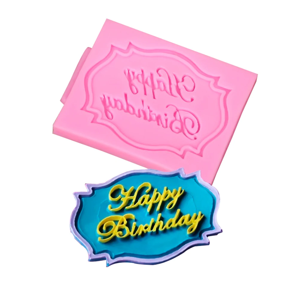 

HMZCN Happy Birthday Letter Form Silicone Mold Chocolate Fondant Cake Decoration Tools Cupcake Mould