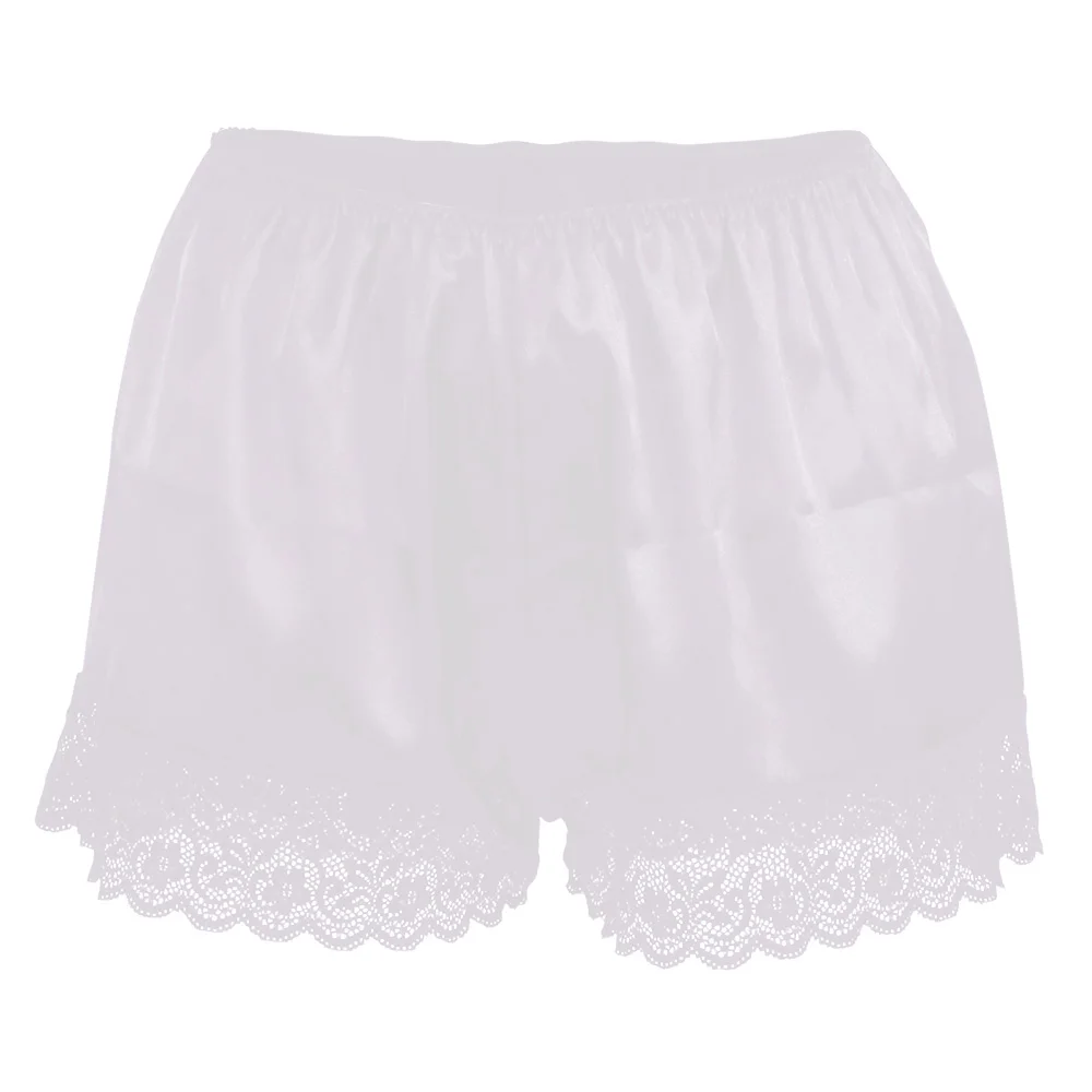 

Womens Knickers Deep Lace Trim Glossy Satin Fabrics Nightwear Sleeppanties