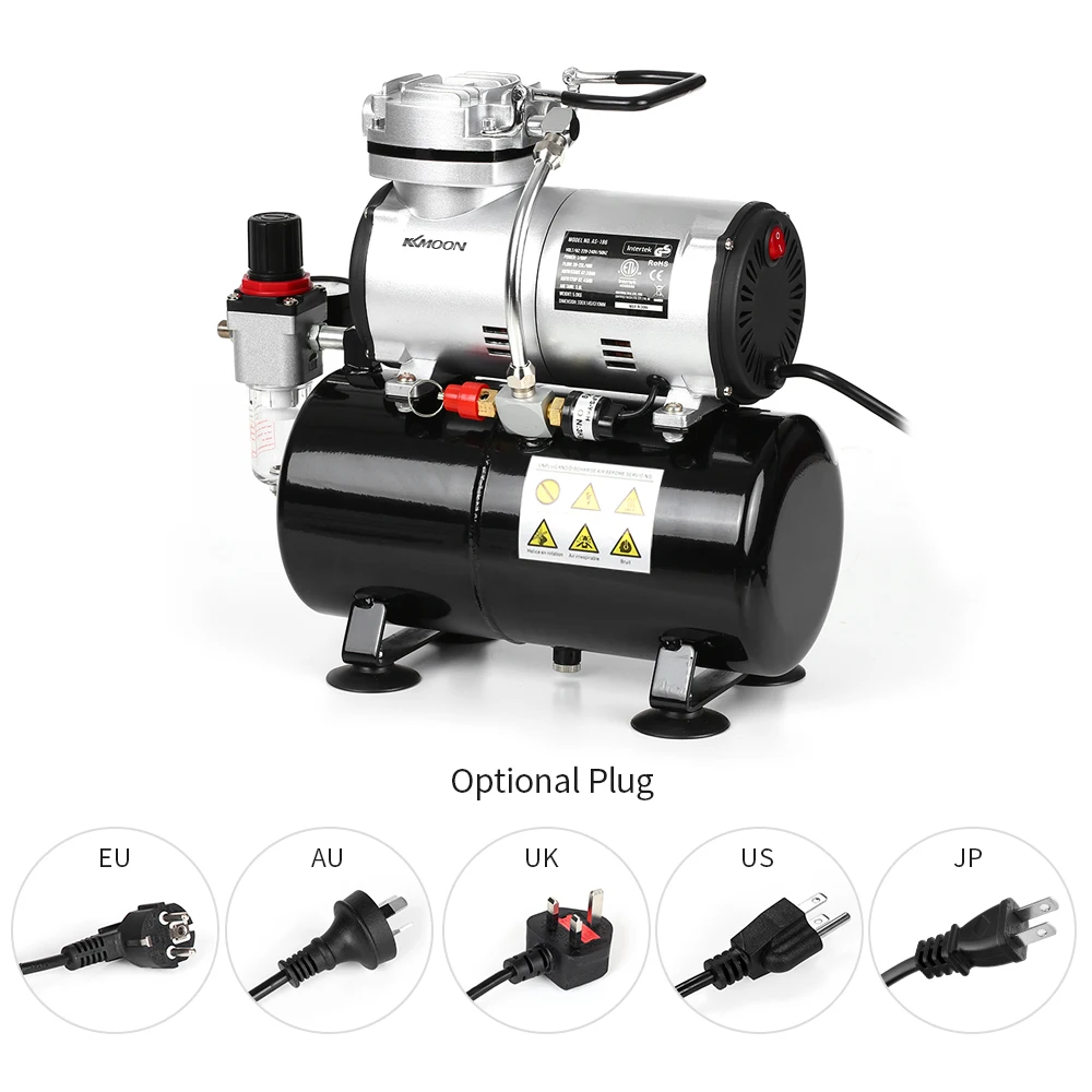 KKmoon Профессиональный компрессор аэрограф безмасляный тихий насос высокого