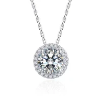 luxury 925 sterling silver 1ct d color vvs1 round moissanite pendant necklace women jewelry 18k gold plated charm necklace gift
