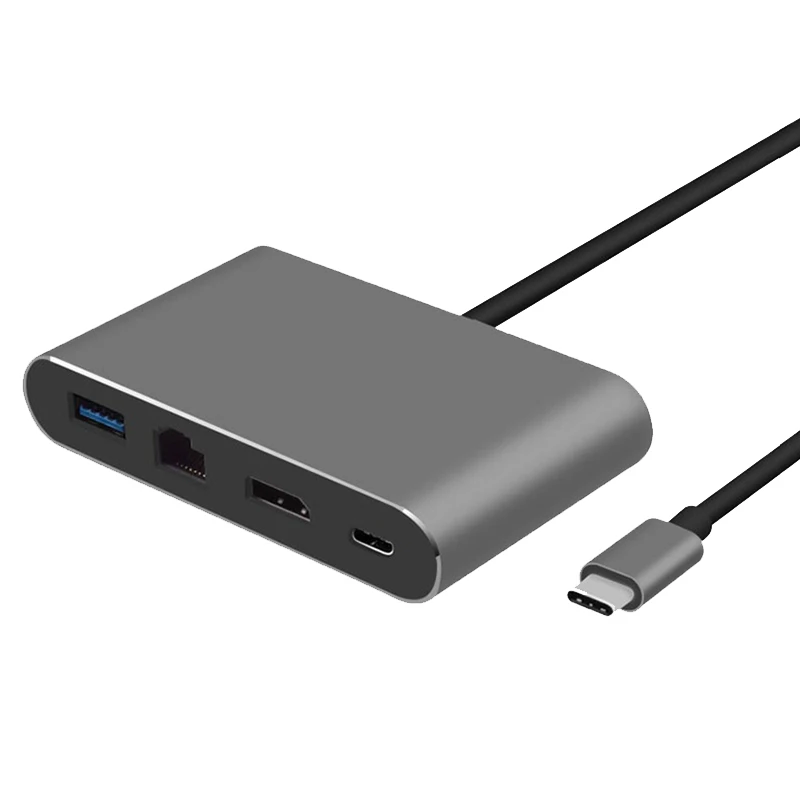 4 в 1 usb type-C к HDMI 4K+ RJ45 Gigabit Ethernet Сетевая карта+ type-C PD OTG концентратор адаптер кабель для MacBook USB-C сплиттер
