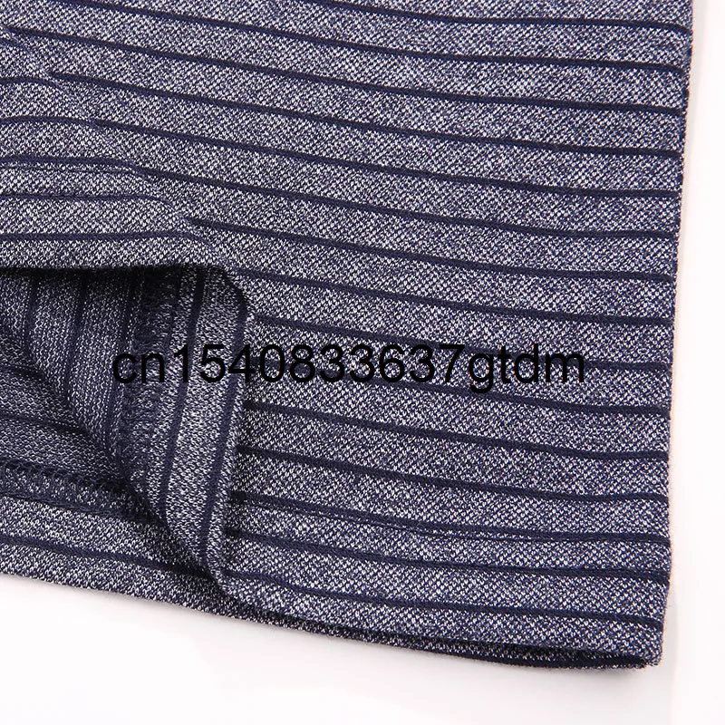 

Autumn new men's fattening plus size business casual Lapel stripe long sleeve t-shirt men's father top