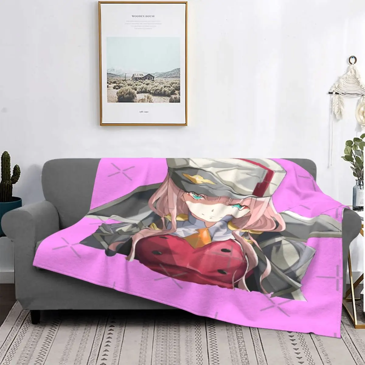 

Zero Two Darling In The Franxx-Manta, colcha para cama, sofá de muselina a cuadros, Sudadera con capucha, toalla de playa de luj