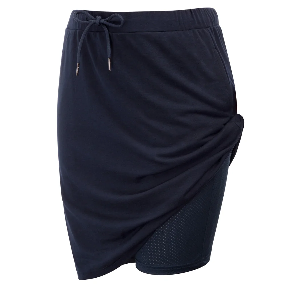 JS Women Shorts Sports Drawstring Waist Stretchy Knitting Culotte Skort W Mesh summer Lining hot sale high quality |