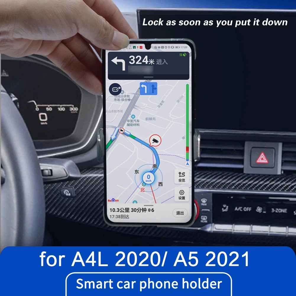 

SMABEE Car Phone Holder Induction Mount Support For Audi A4 A5 2020 Mobile Cell Phone Stand Telefon GPS Wire Charging Rotatable