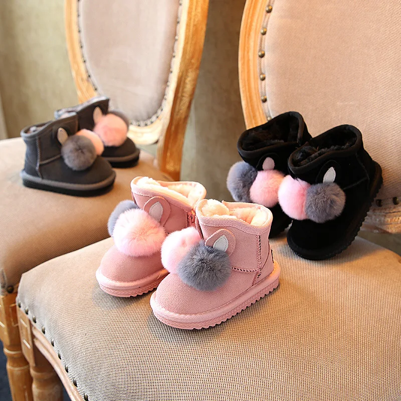 Взрывные ботинки для новорожденных девочек меховые бальные детские Зимние
