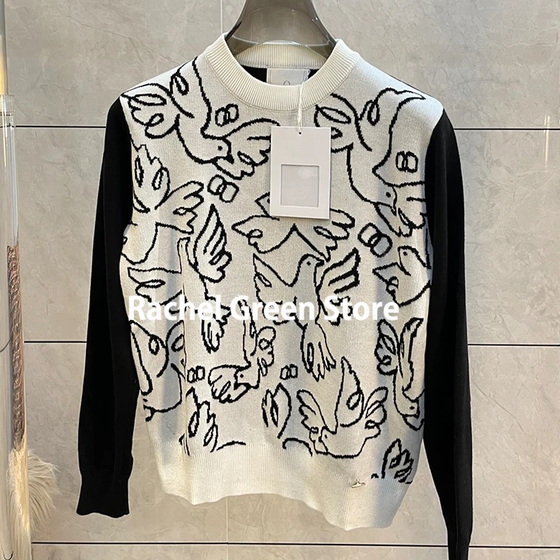 

Luxury Designer 2022 spring sweters for women Brand Peace Dove Jacquard Knited Logoed Buttons wool blanded Women Sweats sweater
