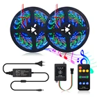 Светодиодная лента WS2811, 5 м, 10 м, светодиодный светильник RGB, Адресуемая Светодиодная лента DC12V, цифровая светодиодная лента, полный комплект с музыкальным контроллером, источник питания