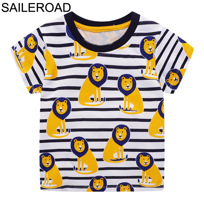 

SAILEROAD Животное Аппликация Футболка для мальчиков Лето 2020 Детская одежда для детей Одежда 7лет Детские рубашки для мальчиков Хлопок Верх для ...
