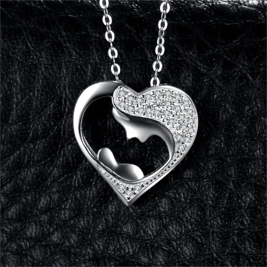 Ожерелье с подвеской из серебра 925 пробы для матери и ребенка Серебряное колье