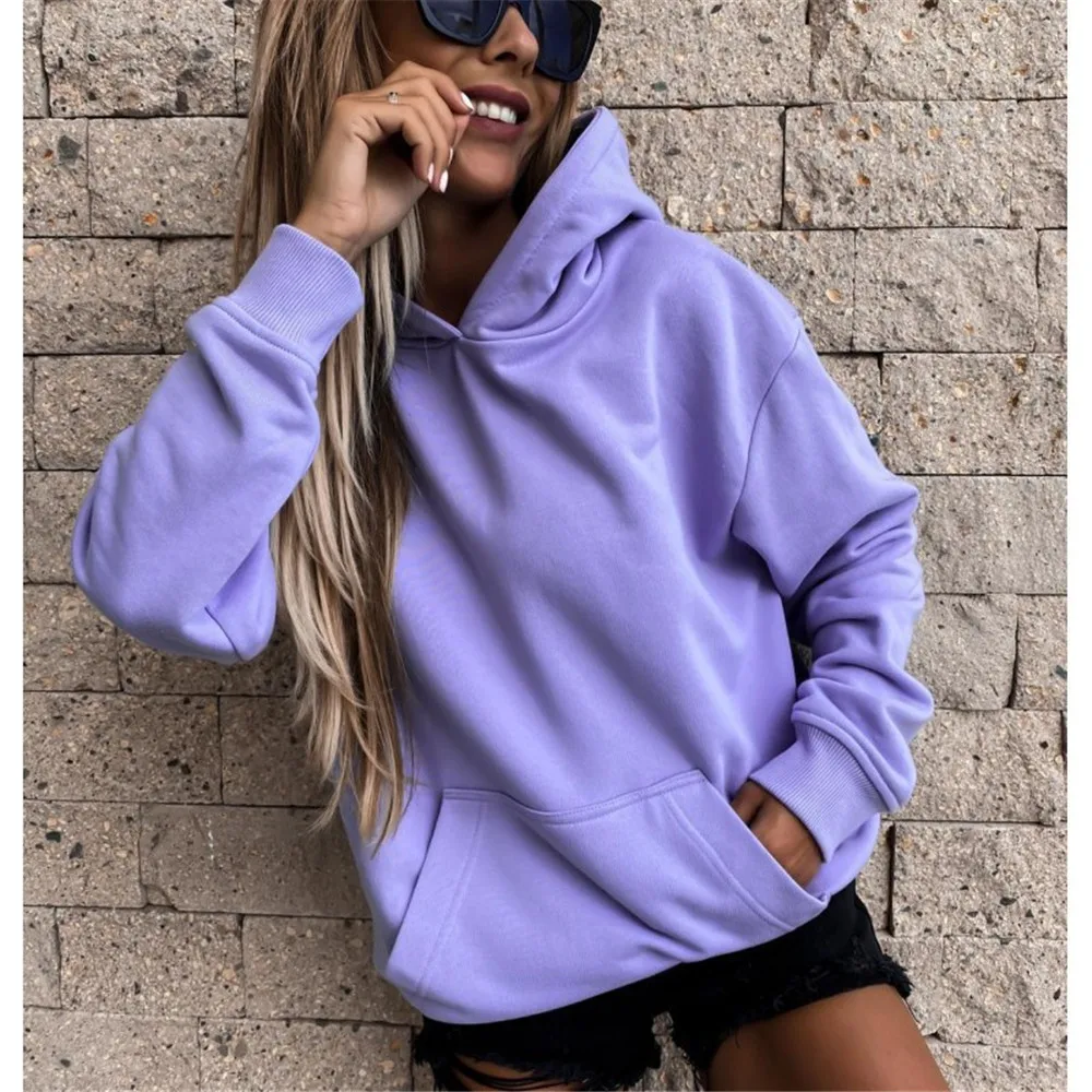 

Prettyshe Autumn Winter Long Sleeve Solid Color Pullover Hooded Top Women's Clothing Korean Kawaii Hoodie Sweatshirt