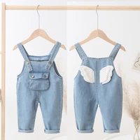 ienens baby girl overalls kids casual trousers jumpsuit toddler infant denim dungarees child jeans playsuit