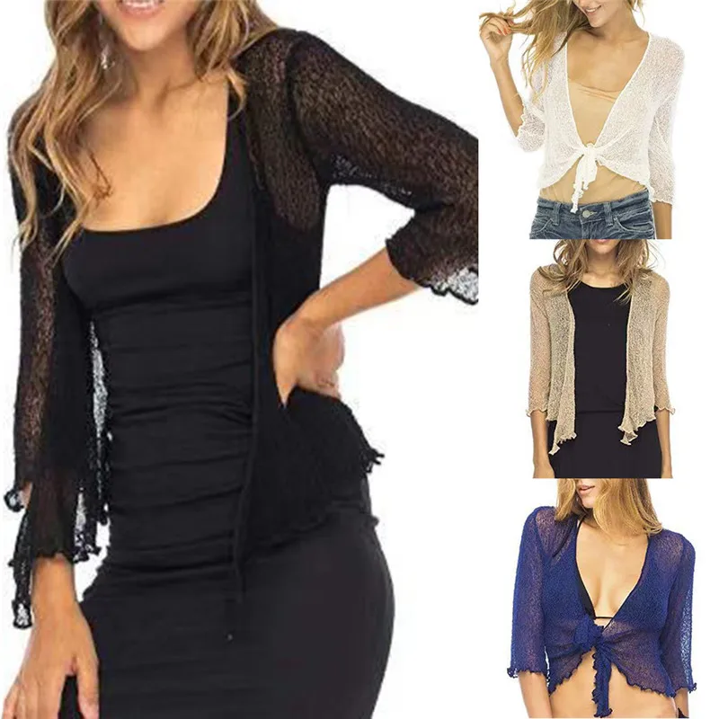 

Ladies Elastic Sunscreen Top Short Feminino Fashion All Matching Thin Beach High Quality Little Shawl Casual Sexy Ladies Top