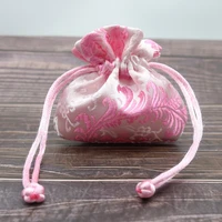 10pcs mini chinese style gift bag drawstring brocade handmade silk pouch jewelry packaging ring earrings vintage sachet 8x8cm