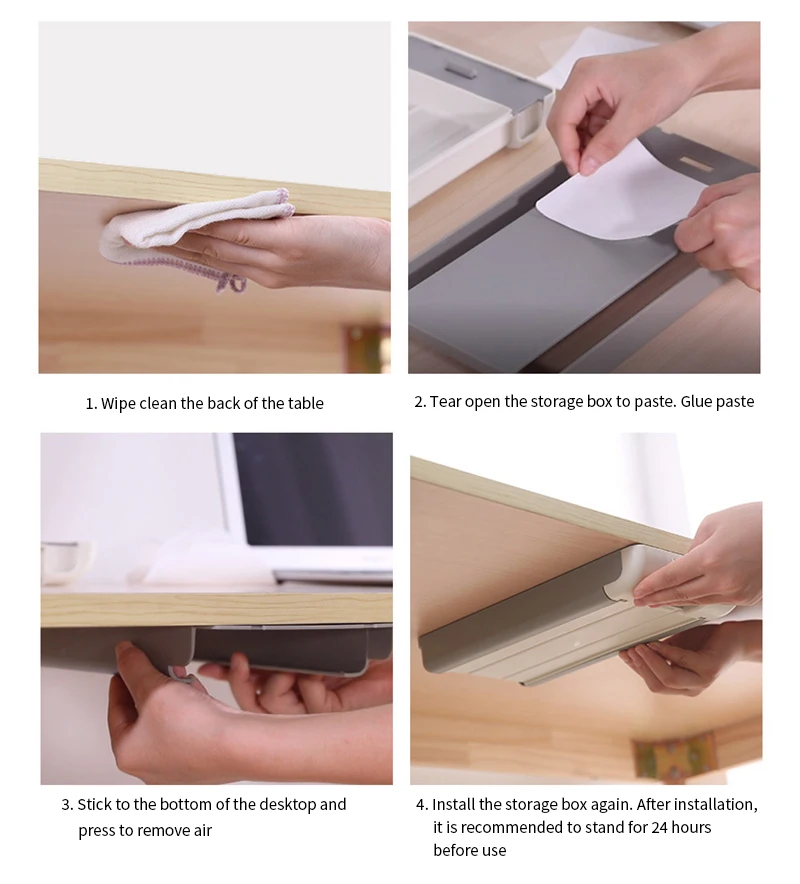 

Under-drawer Storage Boxes Drawer Organizer Pencil-Tray Under Desk Self Stick Table Storage Box Stand Self-adhesive home office