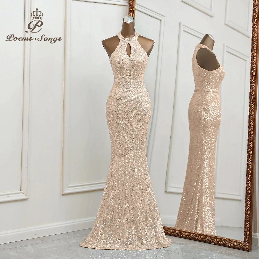 Женское вечернее платье, золотистое платье для подружки невесты, элегантное платье для невесты