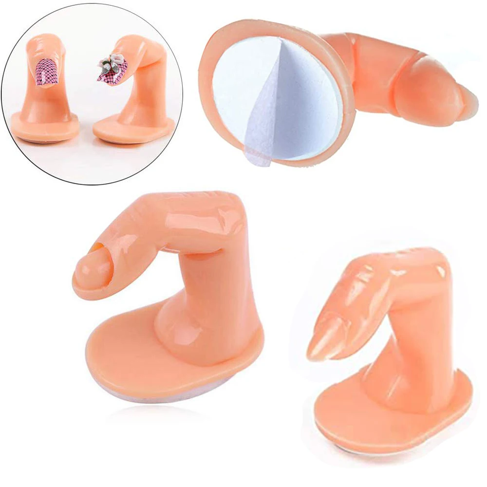 

2 PCS Practice Finger Nail Art Practice Finger Plastic Fingers with Nails for Hand Nail Art Training Display Decoration Tools