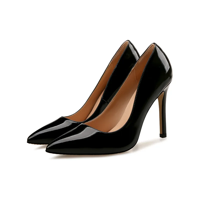 

2020 new patent leather pointed high heels women's slim heel shoes black work shoes women's shoes