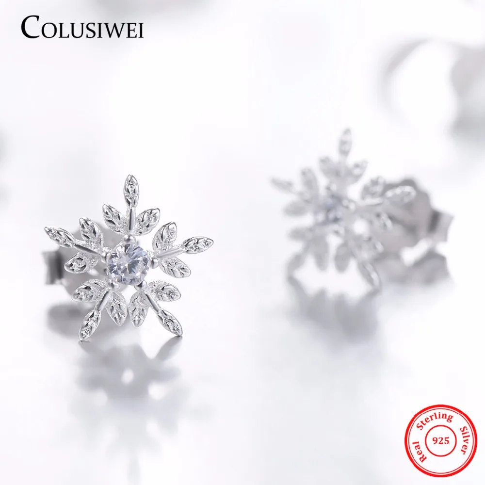 Лидер продаж белые серьги гвоздики в форме снежинок прозрачного твердого