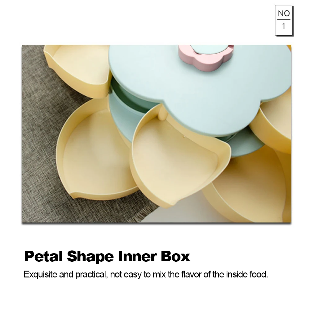 Двухслойная коробка для закусок вращающийся поднос в форме лепестков сухих