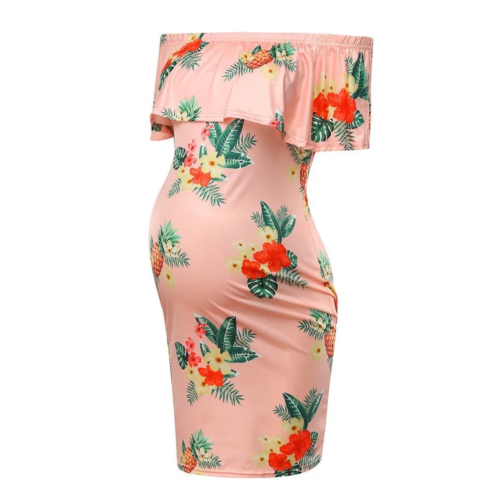 Приталенная юбка миди с принтом и рукавами для беременных женское платье Одежда