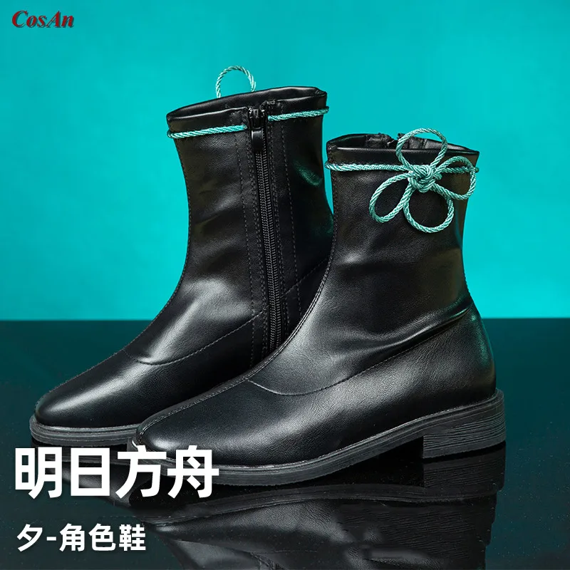 

New Arrival Hot Game Arknights Dusk Battle Boots Cosplay The High Quality Universal Black Shoes Unisex Role Play Used 36-39 Size