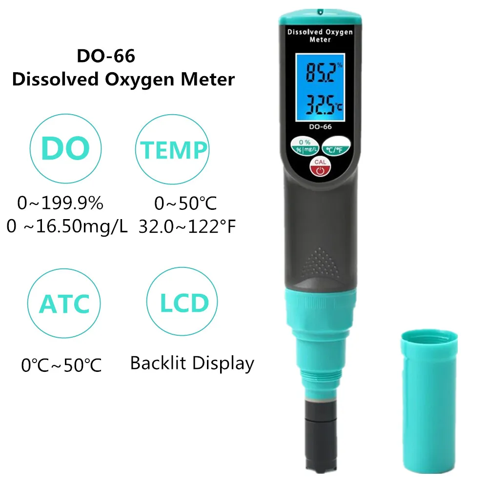 

DO-66 Digital Dissolved Oxygen Meter Intelligent Analyzer 0~16.50mg/L Pen Tester for Aquarium Fish Tank Aquaculture 30% off