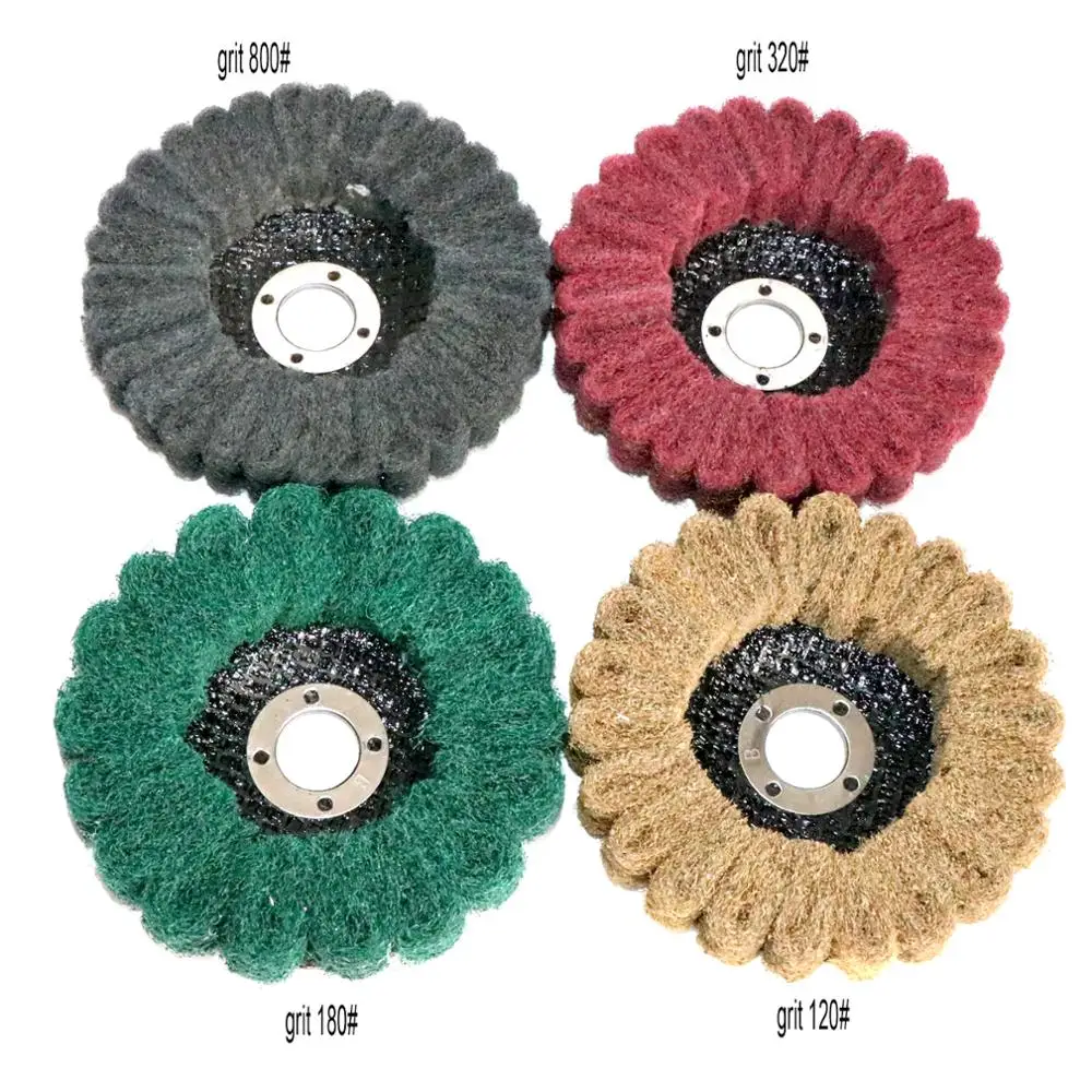 4" inch Scouring pad Buffing Wheel Nylon Fiber Flap Polishing Grinding Disc Non-woven100*16mm for Angle Grinder images - 6