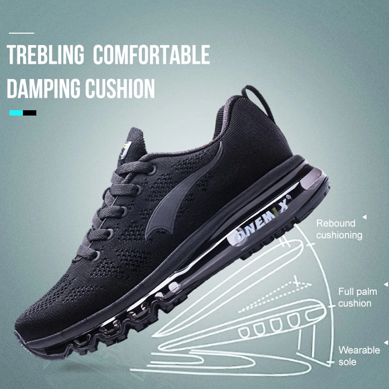 ONEMIX Men's Running Shoes For Men Air Cushion Nice Zapatillas Athletic Trainers Black Sports Designer Outdoor Jogging Shoes Run