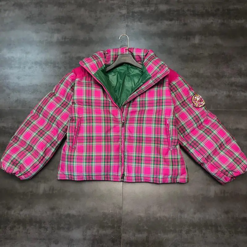 2019 Новинка зимы стразы из бисера с длинным рукавом цвета клетчатым узором