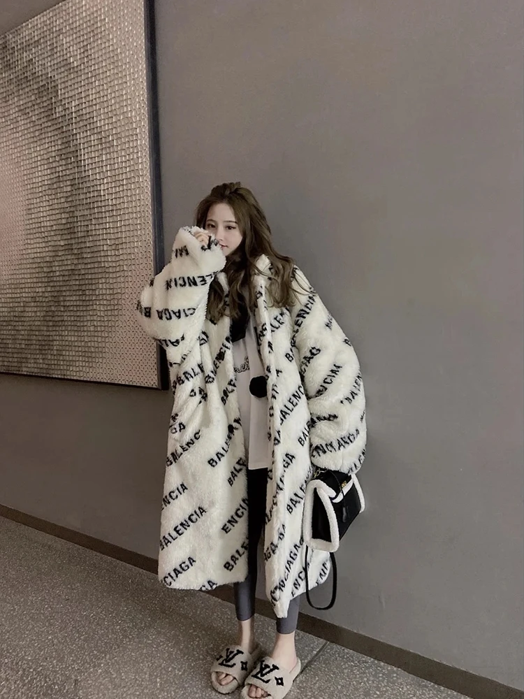 

Winter Plus Size 2021 Trendy Women's Long Jacket Warmth And Thickened Fleece Faux Fur Coat Plush Teddy Coat