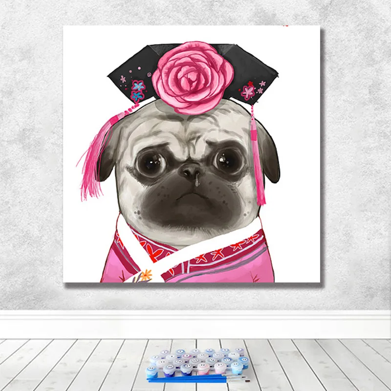 Diy paint by numbers picture drawing versus Toolkit draw dogcharacter Big Play art living room Decorative hanging painting | Дом и сад