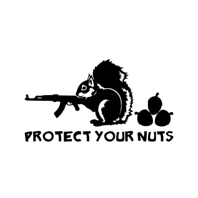 

16*8.9cm Protect Your Nuts Squirrel Gun decals Funny Car Window Bumper Novelty JDM Drift Vinyl Decal Sticker