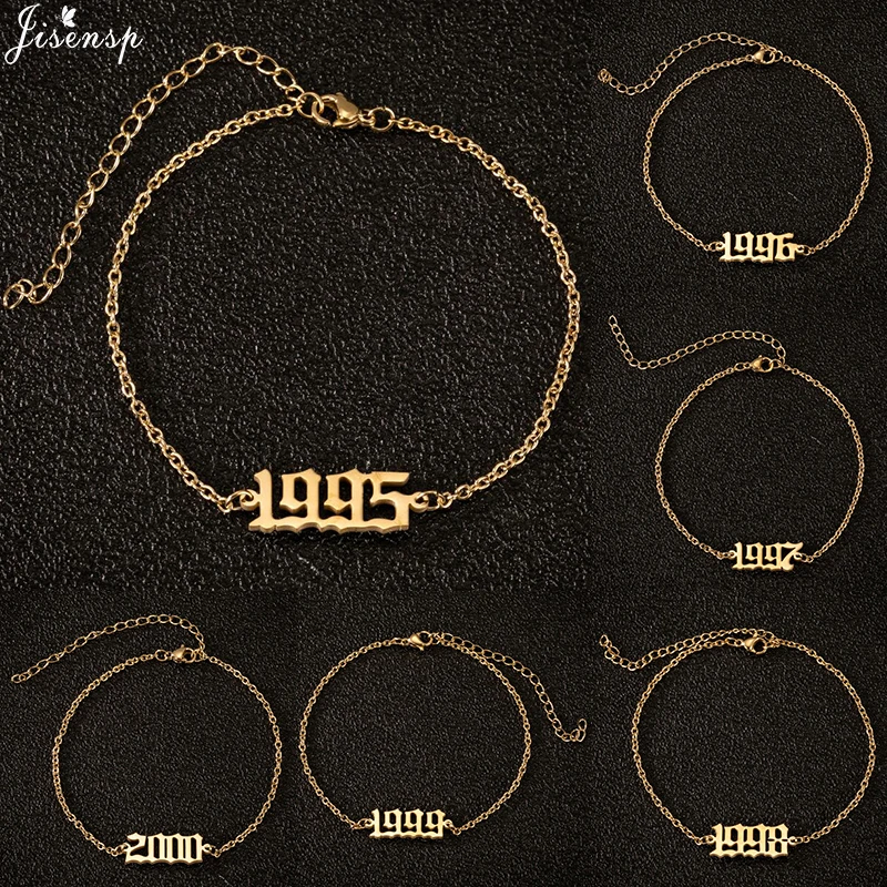 Браслеты на ногу Jisensp женские уникальные ножные браслеты с цифрами год ювелирные