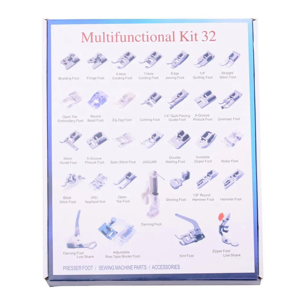 32 шт./компл. Бытовая прижимная лапка для швейной машины многофункциональные