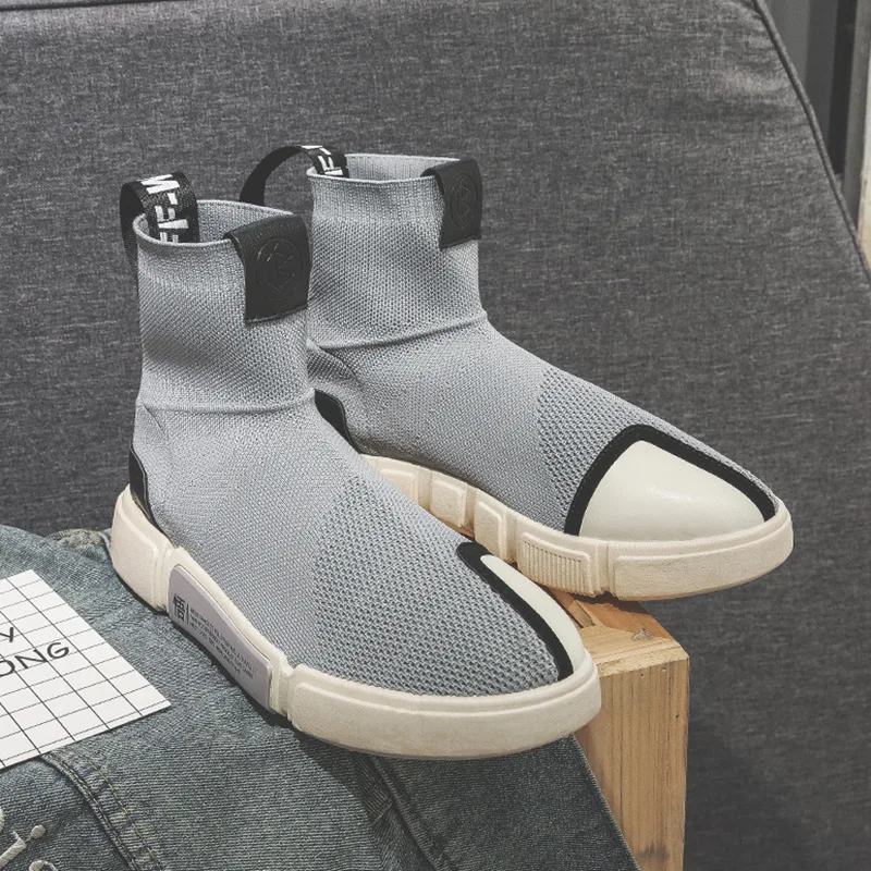 Мужские носки для бега 2019 весна вязаные летающие ткацкие дышащая мужская обувь