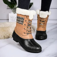 plus size womens high boots fashion luxury winter shoes women plush keep warm snow boots platforms lace up booties woman 2021