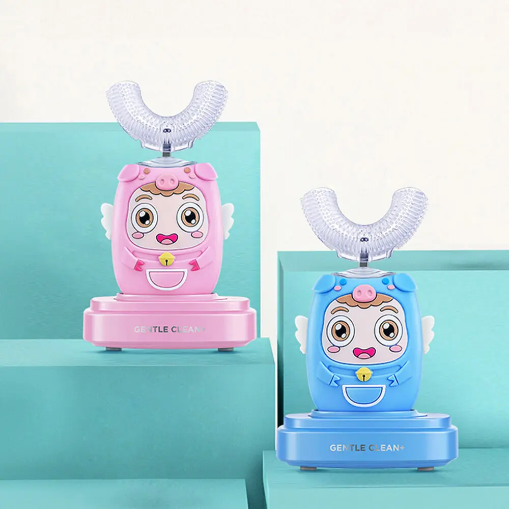

Kids Electric Toothbrushes U-Shape Ultrasonic Electric Toothbrush with Silicone Interchangeable Brush Heads Automatic Toothbrush