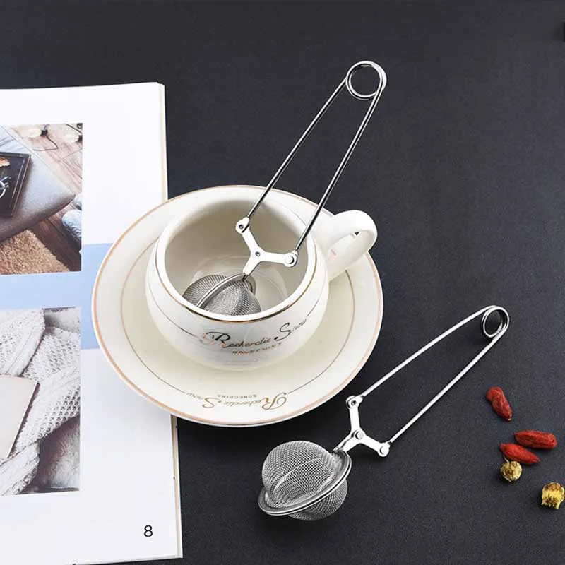 

Stainless Steel Tea Infuser Sphere Mesh Tea Strainer Filter Diffuser Handle Tea Ball Kitchen Accessories Tea Accessories