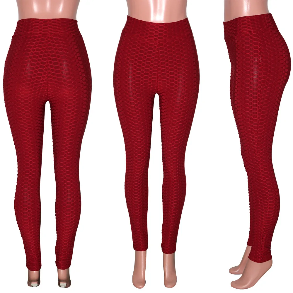 

Fashion Women's Pants, New Summer Hot Sale, Casual Solid Color Pants Hip Jacquard Sports Hip Leggings Fitness Pants Donsignet