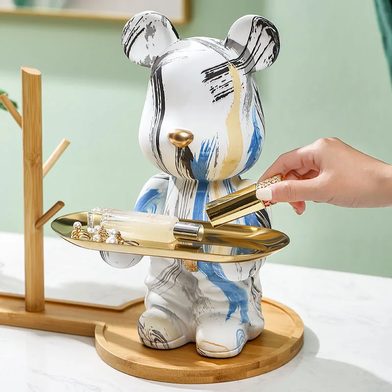 

Kawaii жестокий медведь Статуэтка украшения для дома Декор мрачный медведь лоток коробка для хранения монет ключей Аксессуары для стола