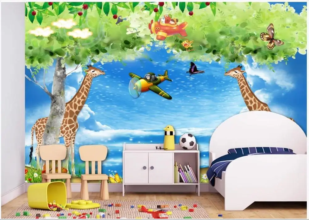 Пользовательские фото обои для стен 3 d фрески 3d Жираф красивое небо мечта детская