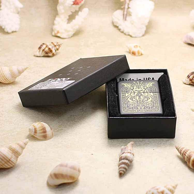 

Genuine Zippo oil lighter copper windproof Black monster carving cigarette Kerosene lighters Gift With anti-counterfeiting code